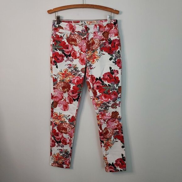 Anthropologie Pilcro Mid Rise Skinny Rose Floral Jeans Size 28 - Picture 5 of 12